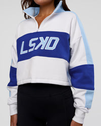 Slam Quarter Zip Sweater - White-Electric Indigo