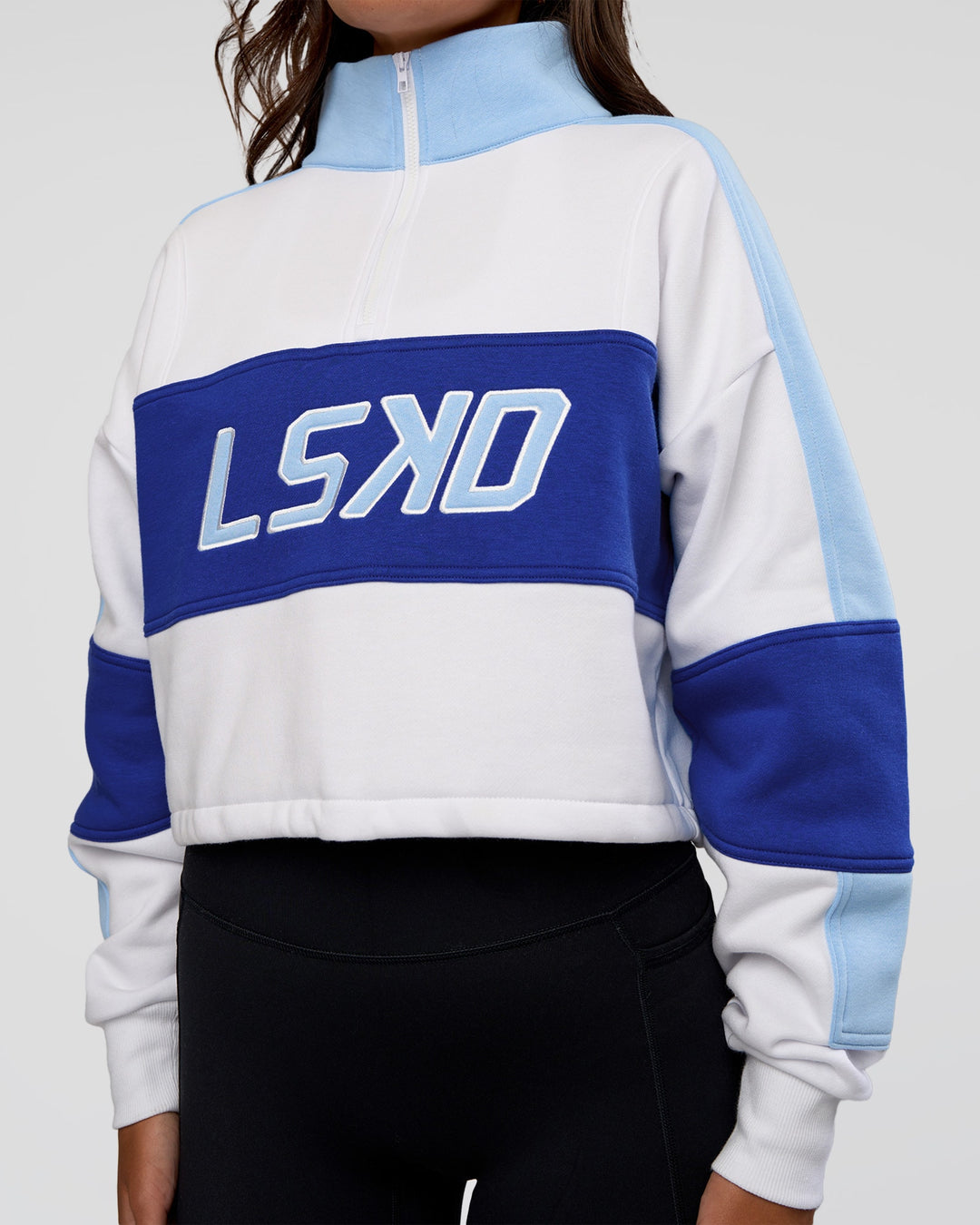 Slam Quarter Zip Sweater - White-Electric Indigo