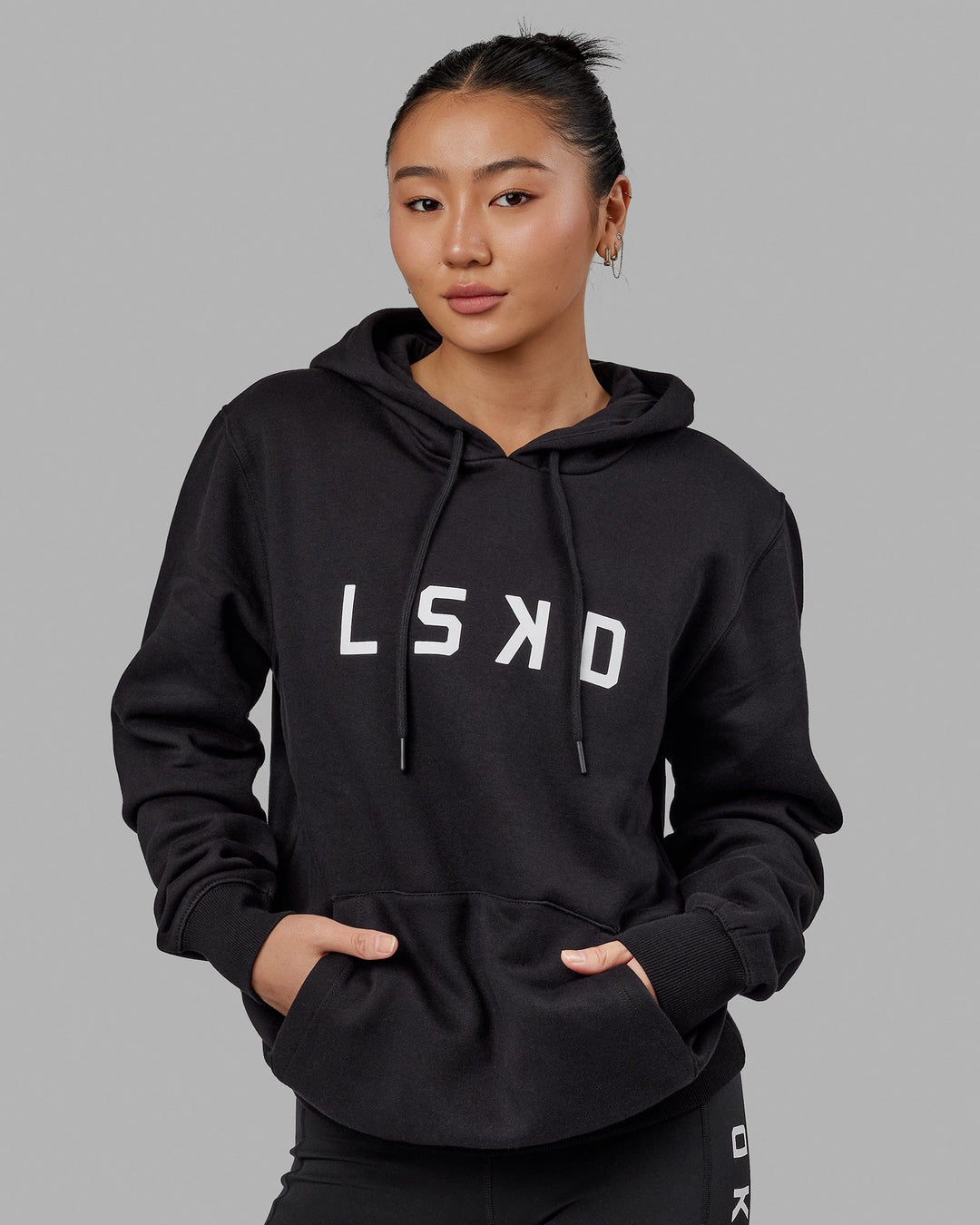 Woman wearing Unisex Structure Hoodie - Black-White