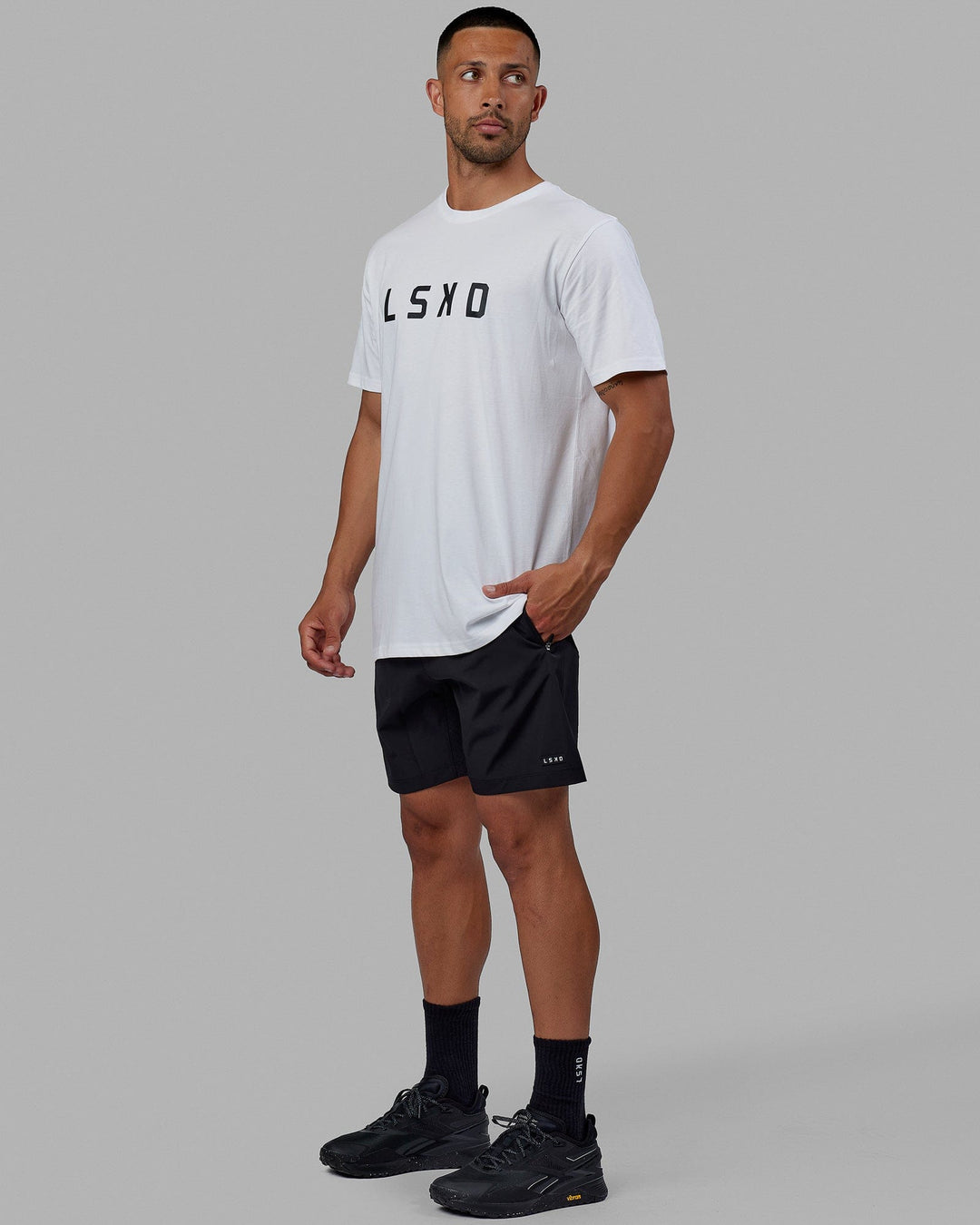 Man wearing Structure Tee - White-Black