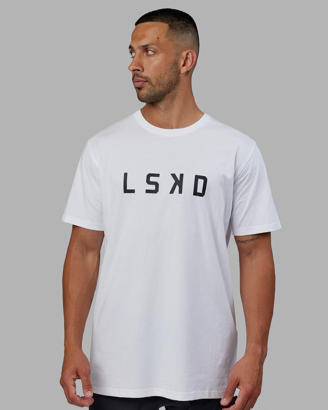 Man wearing Structure Tee - White-Black