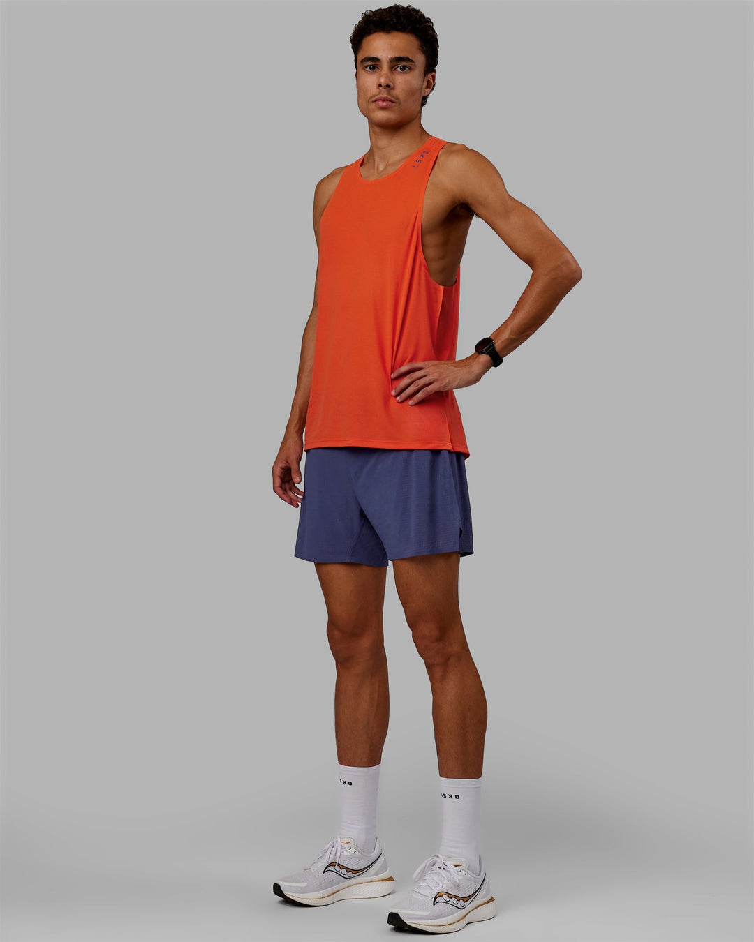 Man wearing UltraAir 5" Lined Performance Shorts - Future Dusk-Reflective