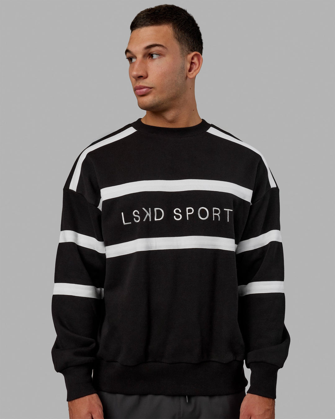 Man wearing Unisex Collateral Sweater Oversize - Black-White