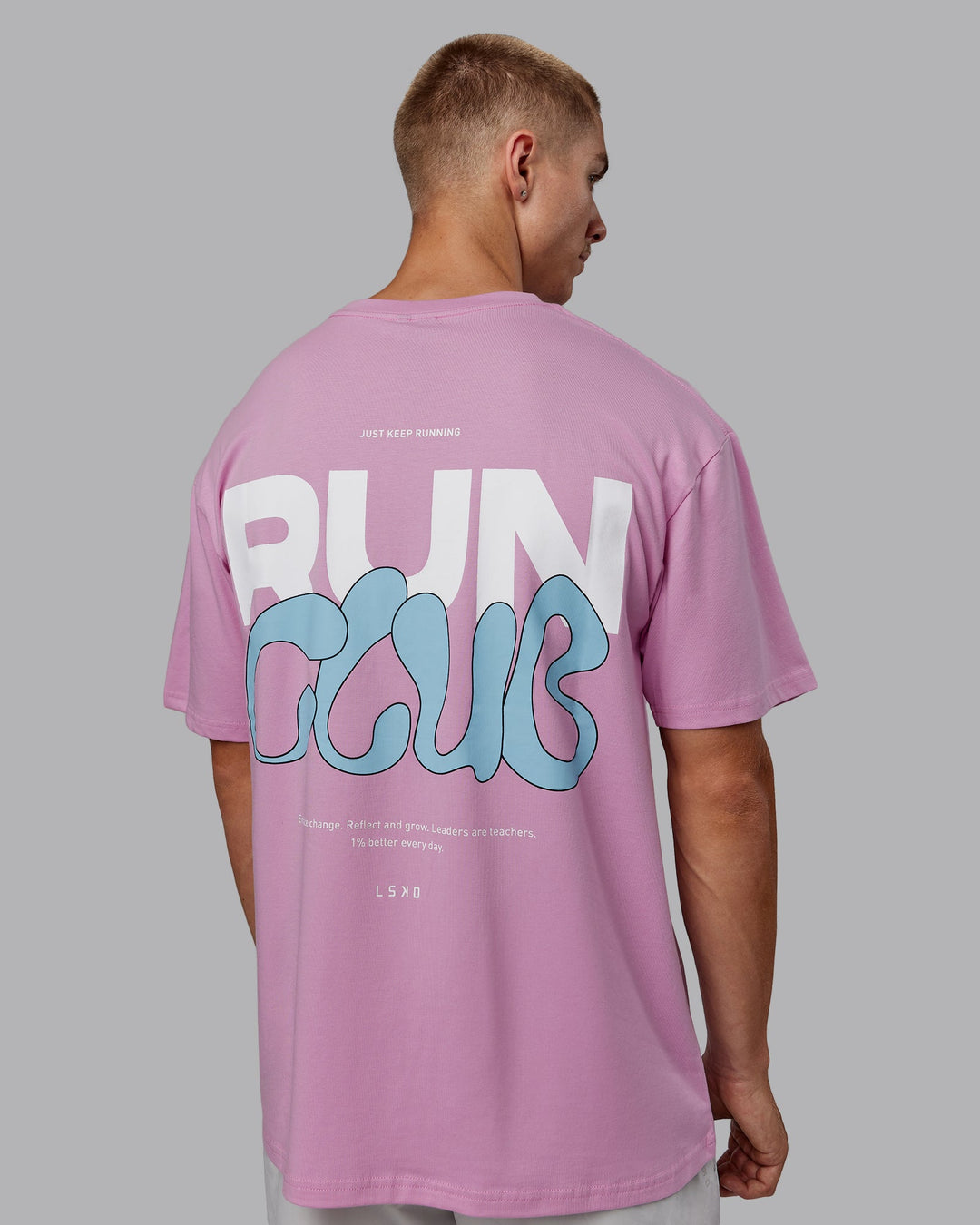 Man wearing Unisex Gone Running FLXCotton Tee Oversize - Bubblegum-Skyride