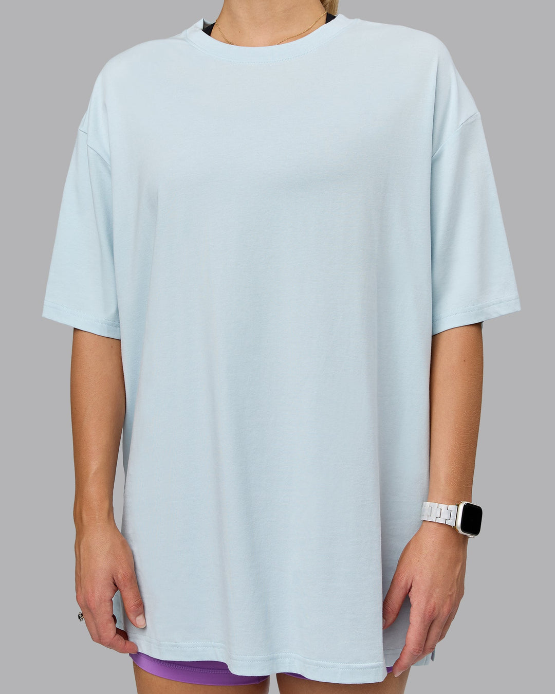 Unisex Push Boundaries FLXCotton Tee Oversize - Light Cyan-White