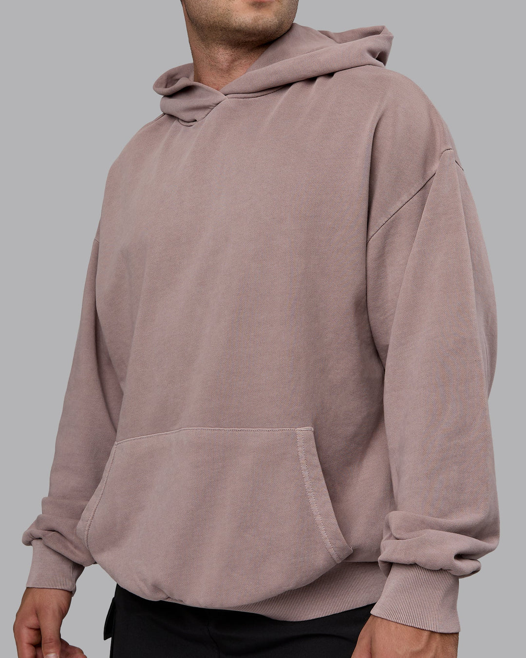 Man wearing Unisex Washed Set the Standard Hoodie Oversize - Greyish Purple-Off White