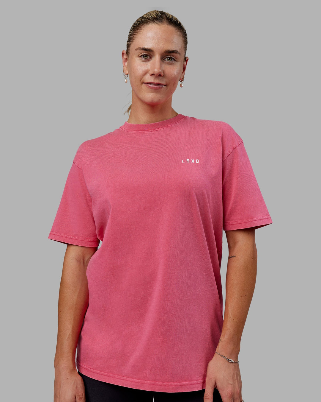 Unisex Washed Empower Tee Oversize - Berry Pink-Pastel Orchid