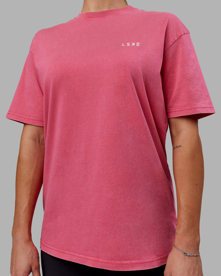 Unisex Washed Empower Tee Oversize - Berry Pink-Pastel Orchid
