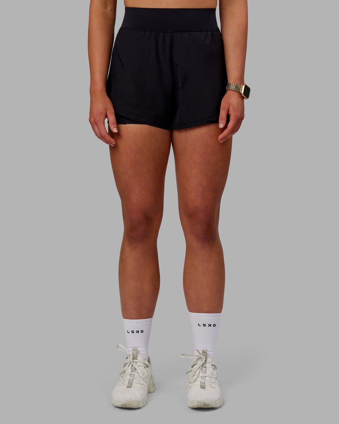 Woman wearing Challenger 3&quot; Lined Performance Shorts - Black