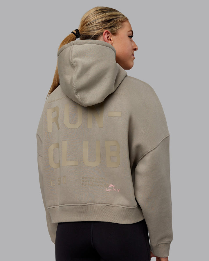 Woman wearing Love The Run Hoodie - Elephant-Soft Elephant
