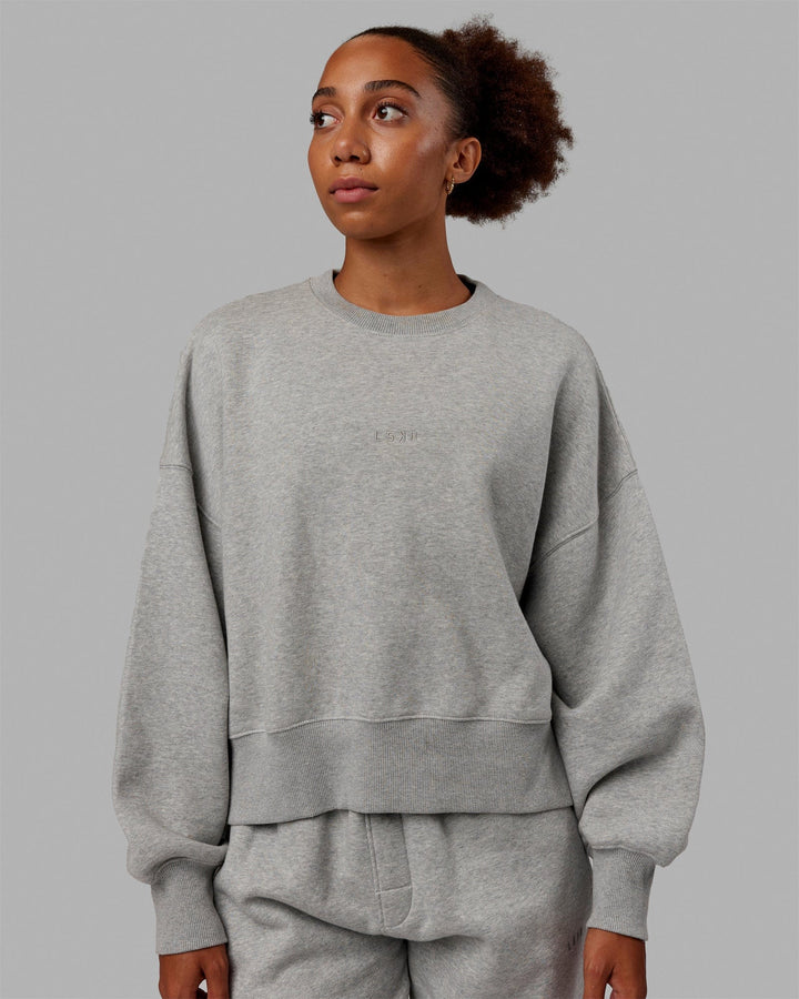 Woman wearing MVP Oversized Sweater - Light Grey Marl
