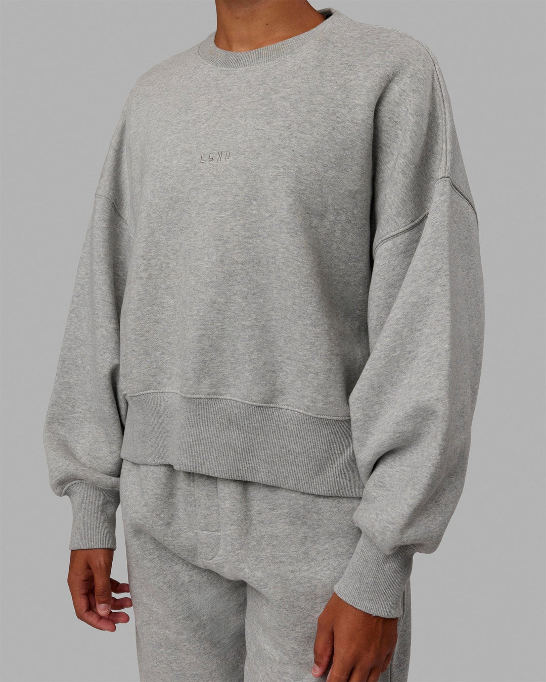 Woman wearing MVP Oversized Sweater - Light Grey Marl