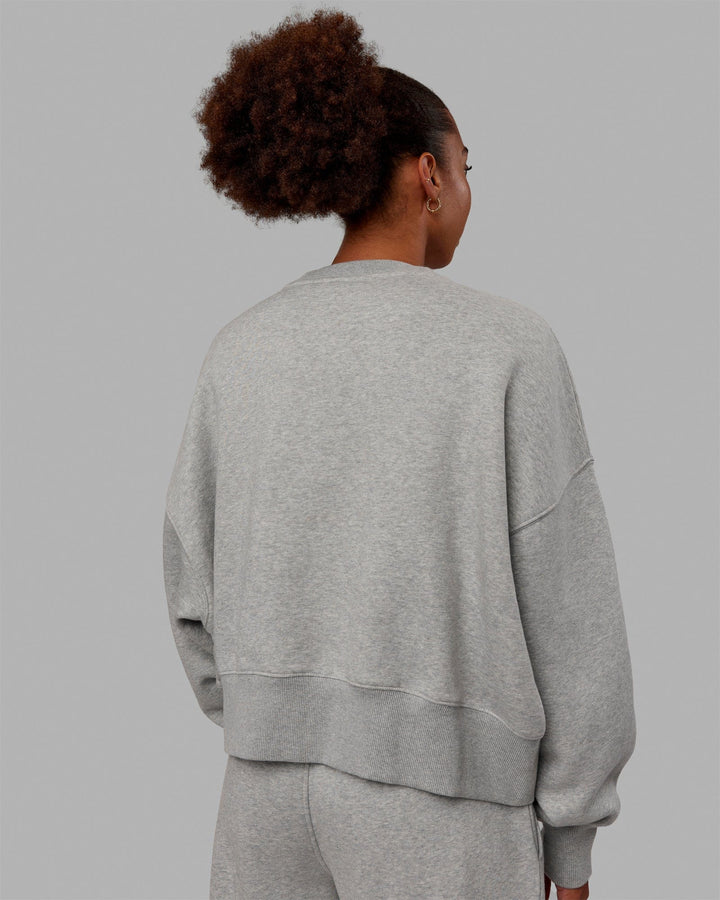 Woman wearing MVP Oversized Sweater - Light Grey Marl
