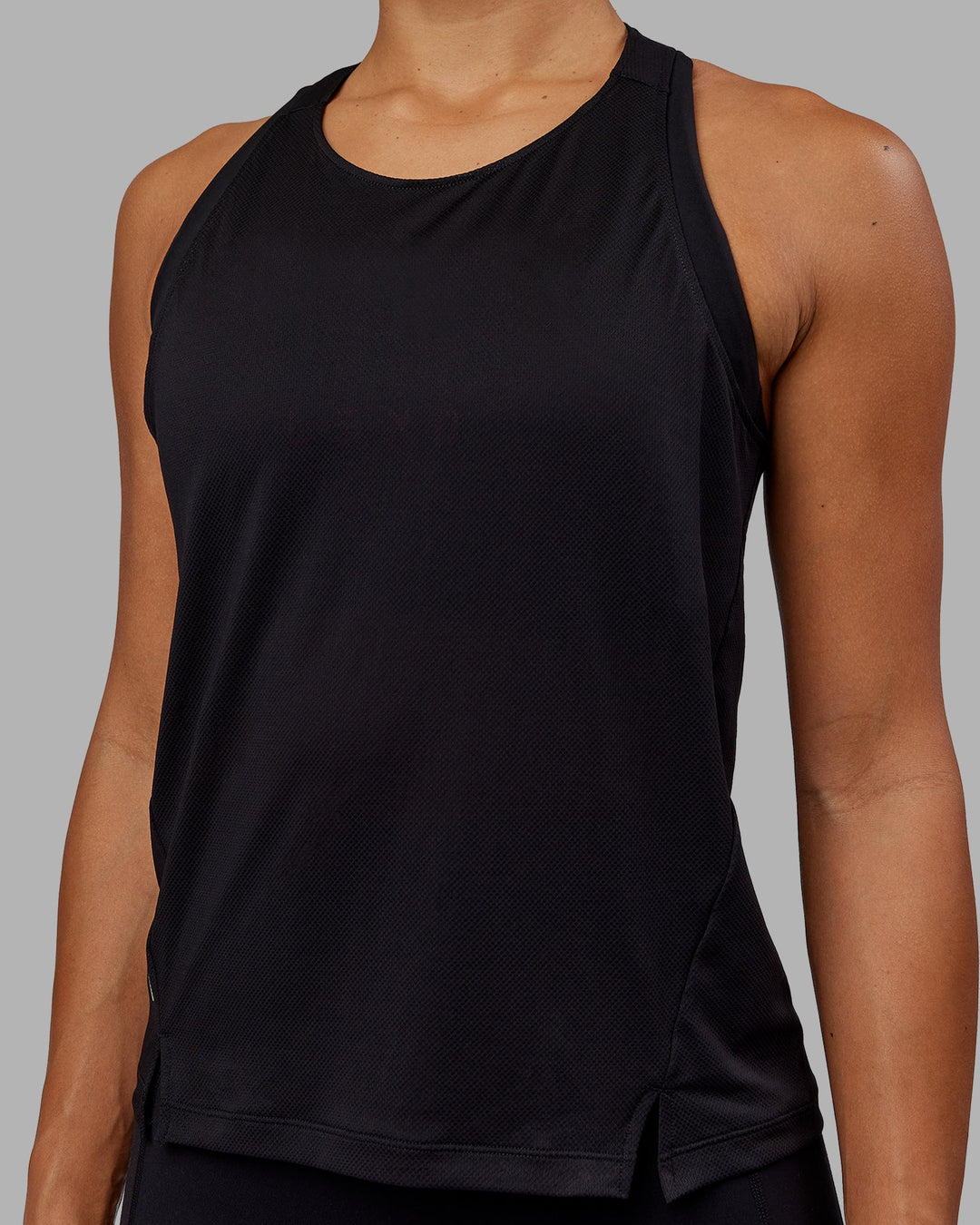 Woman wearing Pace Running Tank - Black