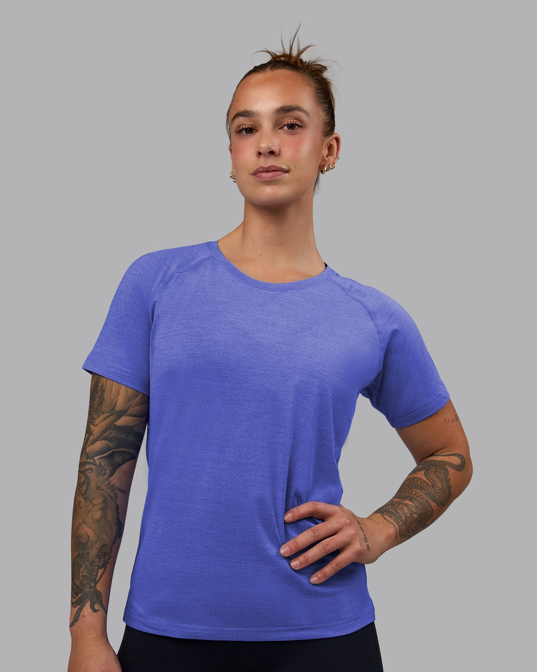 Women Wearing Perform VapourFLX Tee - Baja Blue Marl