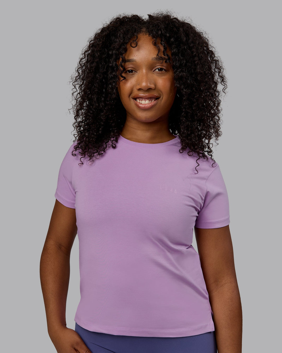 Woman wearing Deluxe PimaFLX Tee - Light Violet