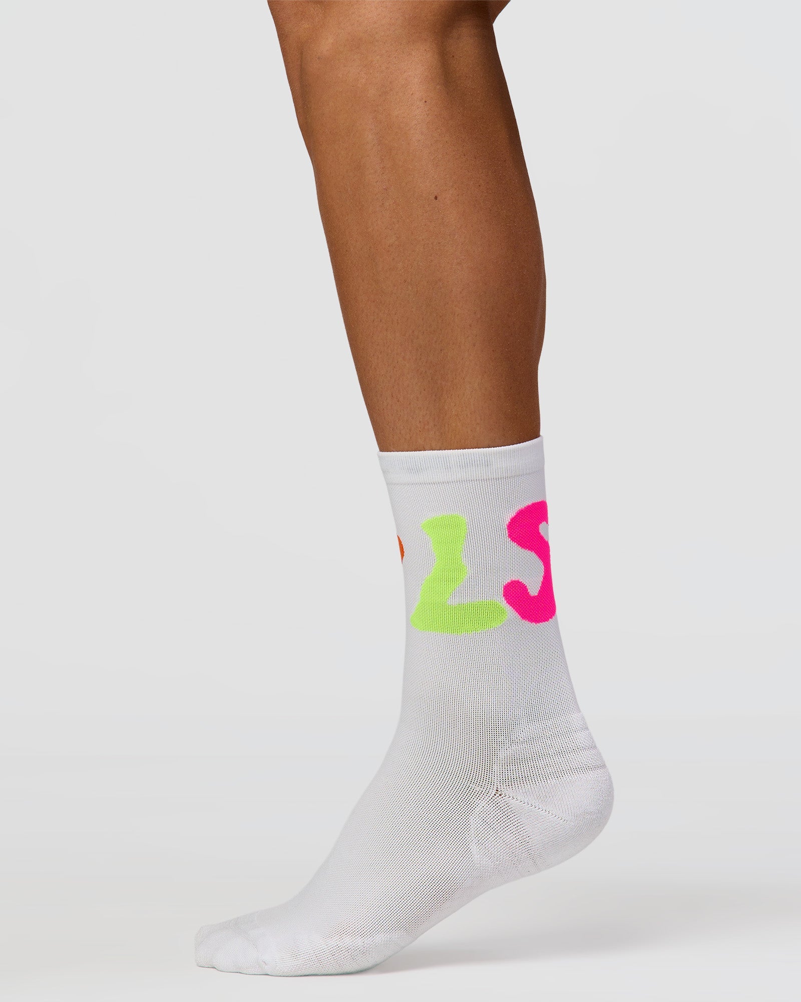 Motion Performance Crew Socks - White-Rainbow