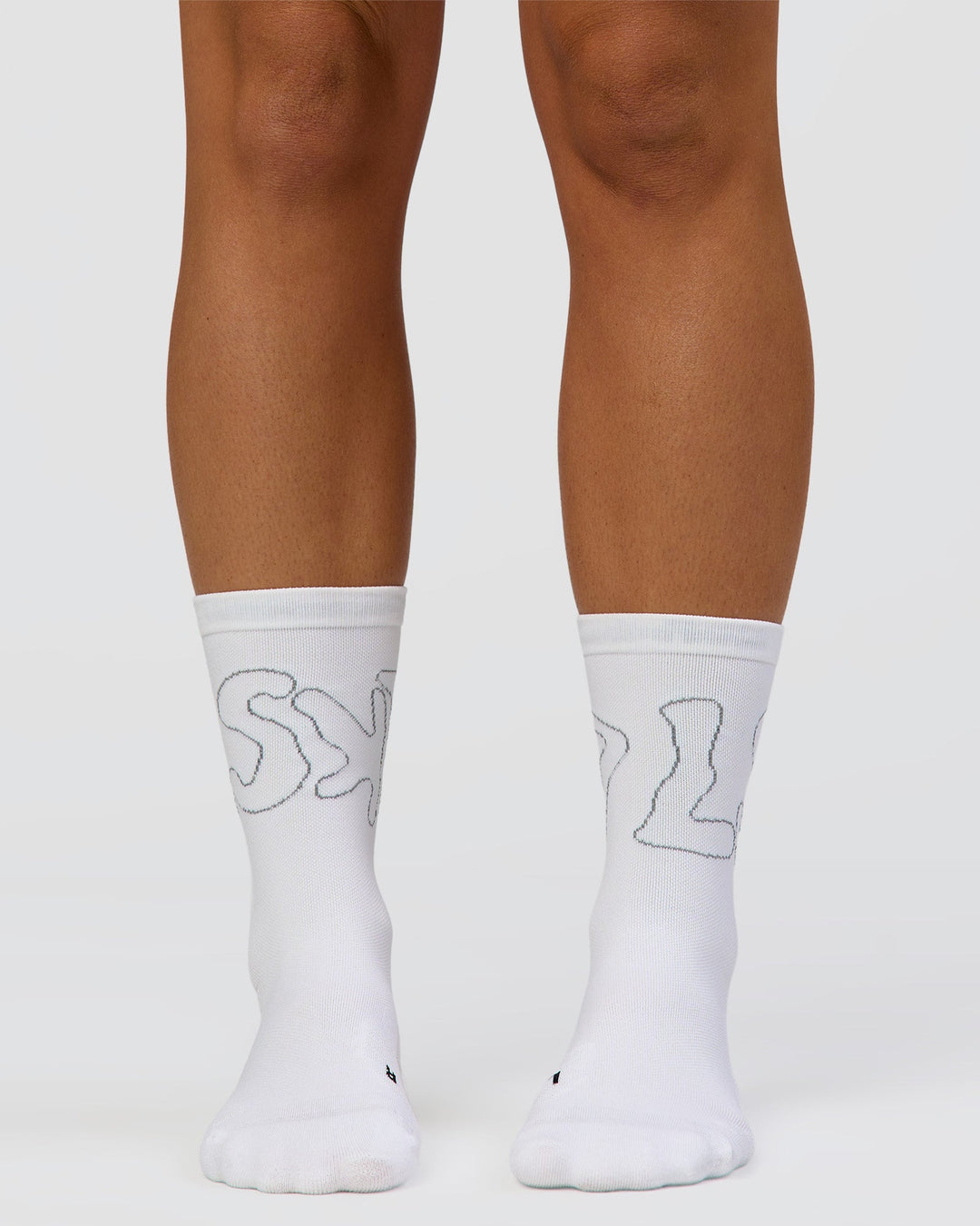 Motion Performance Crew Socks in White-Reflective