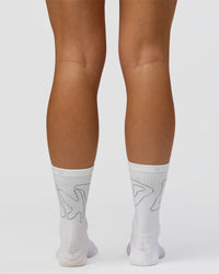Motion Performance Crew Socks in White-Reflective