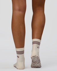 Motion Pilates Grip Socks - Off White-Hot Chocolate