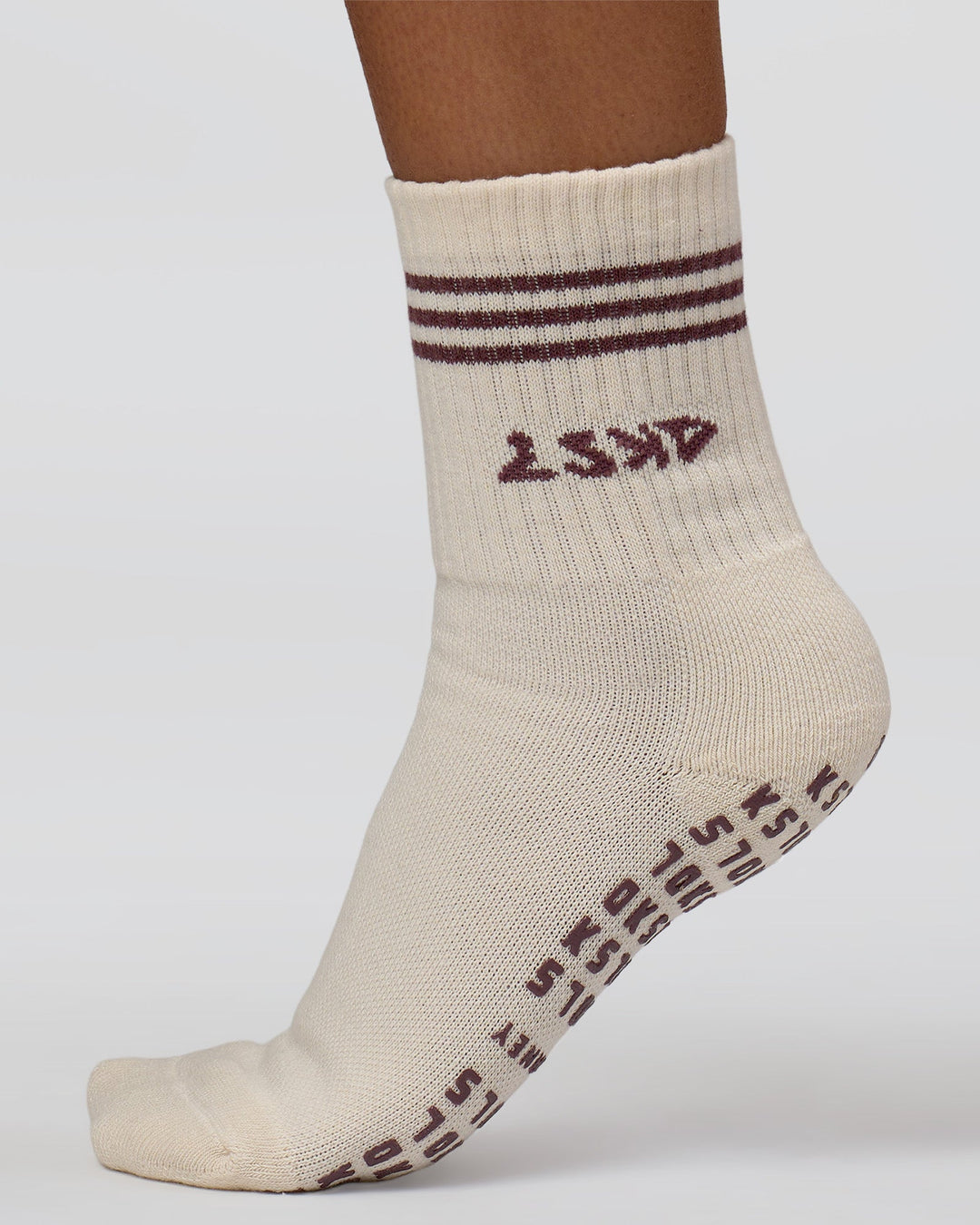 Motion Pilates Grip Socks - Off White-Hot Chocolate
