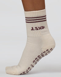 Motion Pilates Grip Socks - Off White-Hot Chocolate