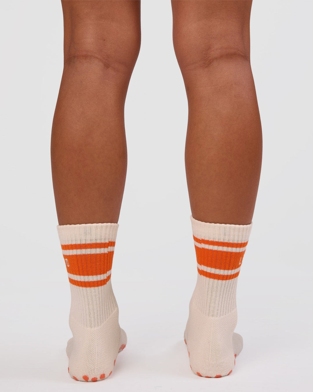 Peaches Pilates Grip Socks - Ivory-Orange