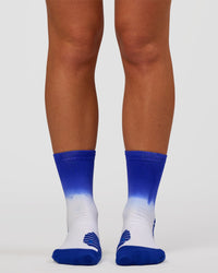 Run Performance Quarter Socks - White-Electric Indigo Ombre