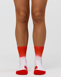 Run Performance Quarter Socks - White-Flame Ombre