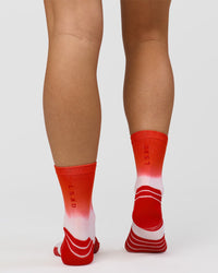 Run Performance Quarter Socks - White-Flame Ombre