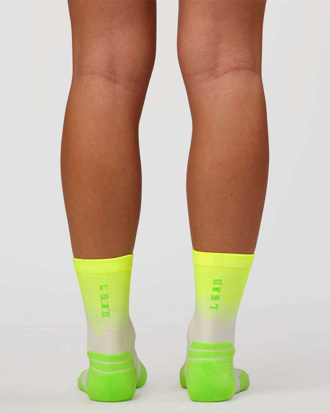 Run Performance Quarter Socks - White-Lime Glo Ombre