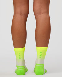 Run Performance Quarter Socks - White-Lime Glo Ombre