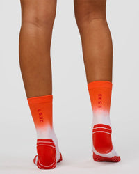 Run Performance Quarter Socks - White-Orange Ombre