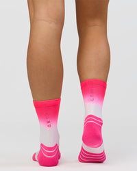 Run Performance Quarter Socks - White-Pink Ombre