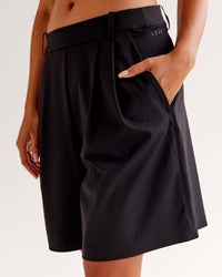 Woman wearing StretchShift Wide Leg Short - Black | Model:Ruby | Size:S