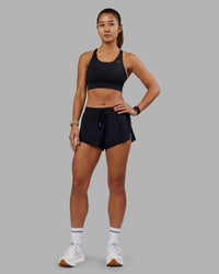 Woman wearing Accelerate 3" Running Short - Black | Model:Vanessa | Size:S