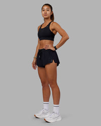 Woman wearing Accelerate 3" Running Short - Black | Model:Vanessa | Size:S