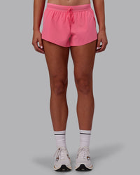 Woman wearing Accelerate 3" Running Short - Pink Lemonade | Model:Charlize | Size:S