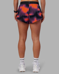 Woman wearing Accelerate 3" Running Short - Inferno Print | Model:Keisha| Size:S