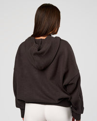 Woman wearing All Day Active Knitted Hoodie - Dark Storm | Model:Bianca | Size:S