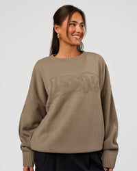Woman wearing All Day Active Knitted Sweater - Taupe Ash | Model:Bianca | Size:S | Thumbnail Index: 5