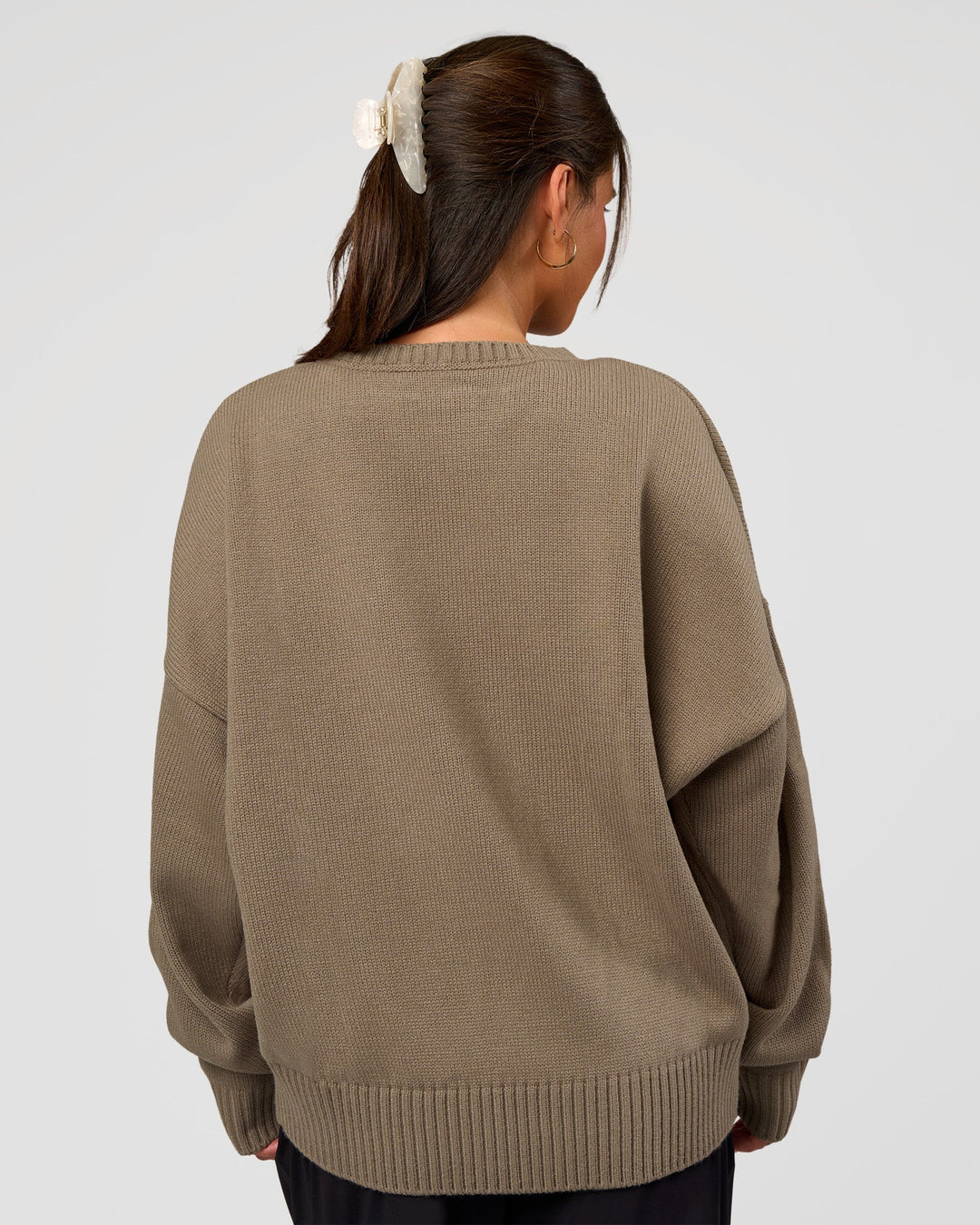Woman wearing All Day Active Knitted Sweater - Taupe Ash | Model:Bianca | Size:S - view 9