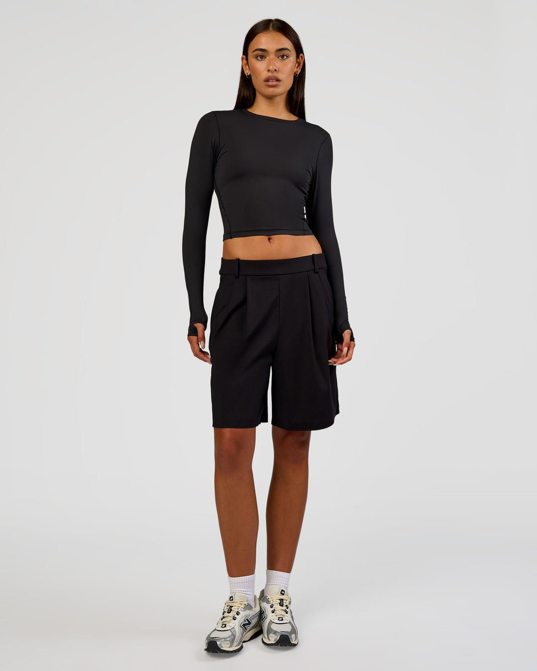 Woman wearing All Day Long Sleeve Tee - Black | Model:Ruby | Size:S