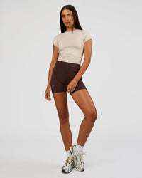 Woman wearing All Day Short Sleeve Tee - Shale Beige | Model:Ruby | Size:S