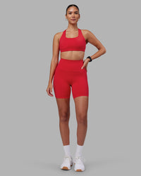 Woman wearing Aspire Sports Bra - Scarlet | Model:Rhiley | Size:S