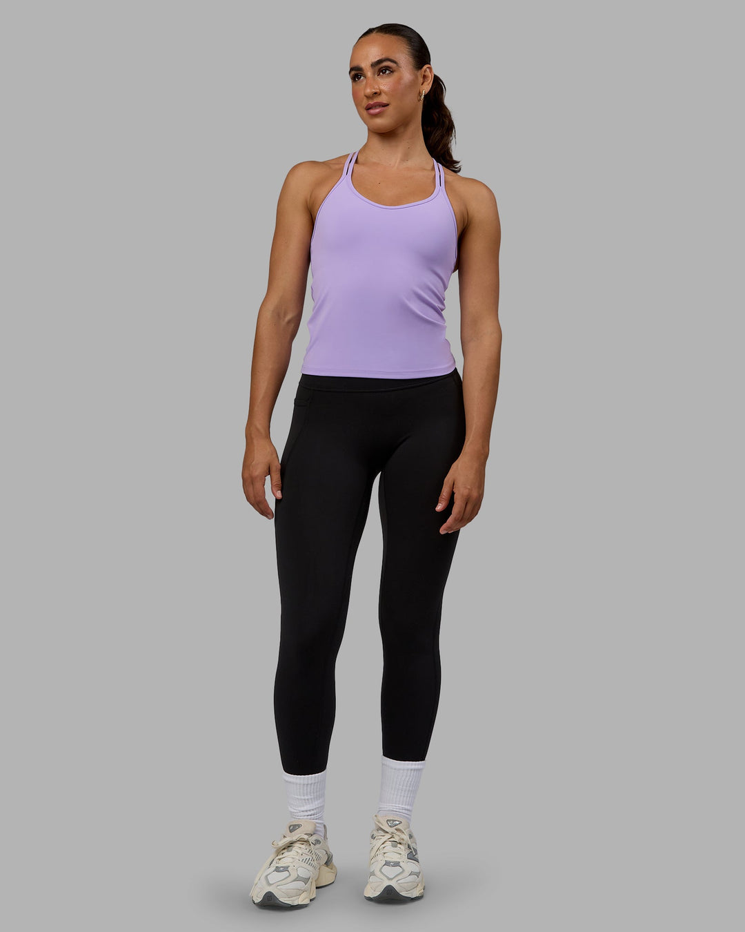 Woman wearing Balance Active Shelf Bra Tank - Pale Lilac