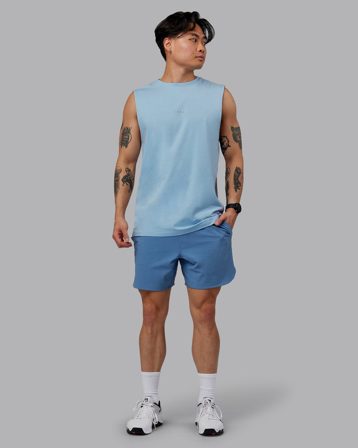 Man wearing Base FLXCotton Tank - Ice Blue
