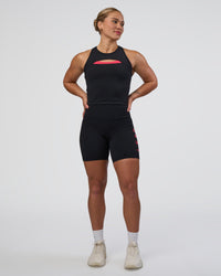 Woman wearing Be Bold Performance Tank - Black | Model:Tenaya | Size:S