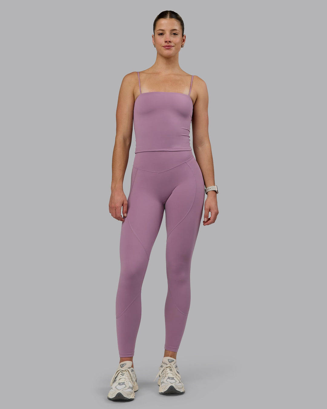 Woman wearing Blaze Full Length Leggings - Grape