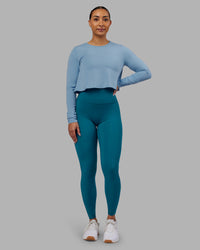 Woman wearing Breeze Long Sleeve Training Tee - Glacier Lake | Model:Ayla | Size:S